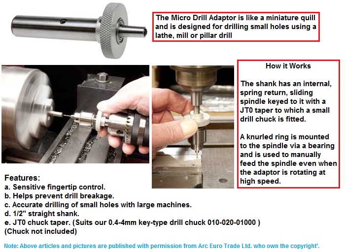 Micro Drill Adaptor JT0 - 1/2" Shank